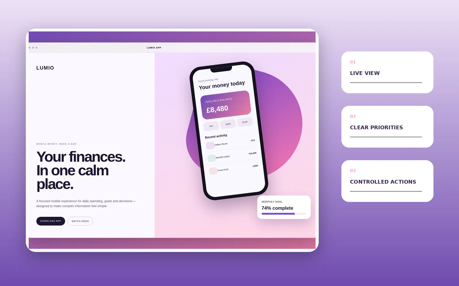 Lumio feature interface
