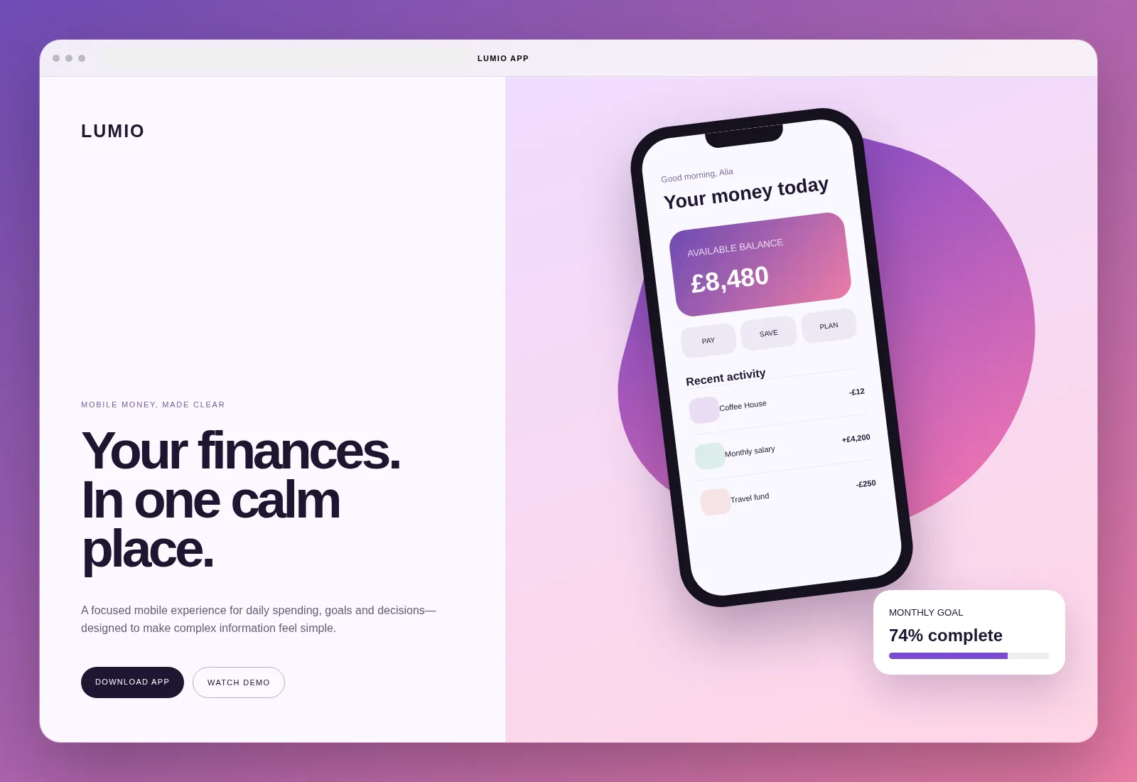 Lumio project interface concept