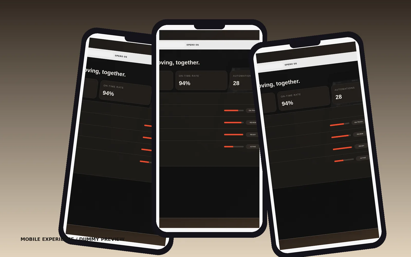 Opero mobile interface preview