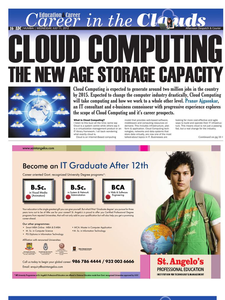 Afternoon Despatch & Courier, Career in the Clouds — Cloud Computing: The New Age Storage Capacity